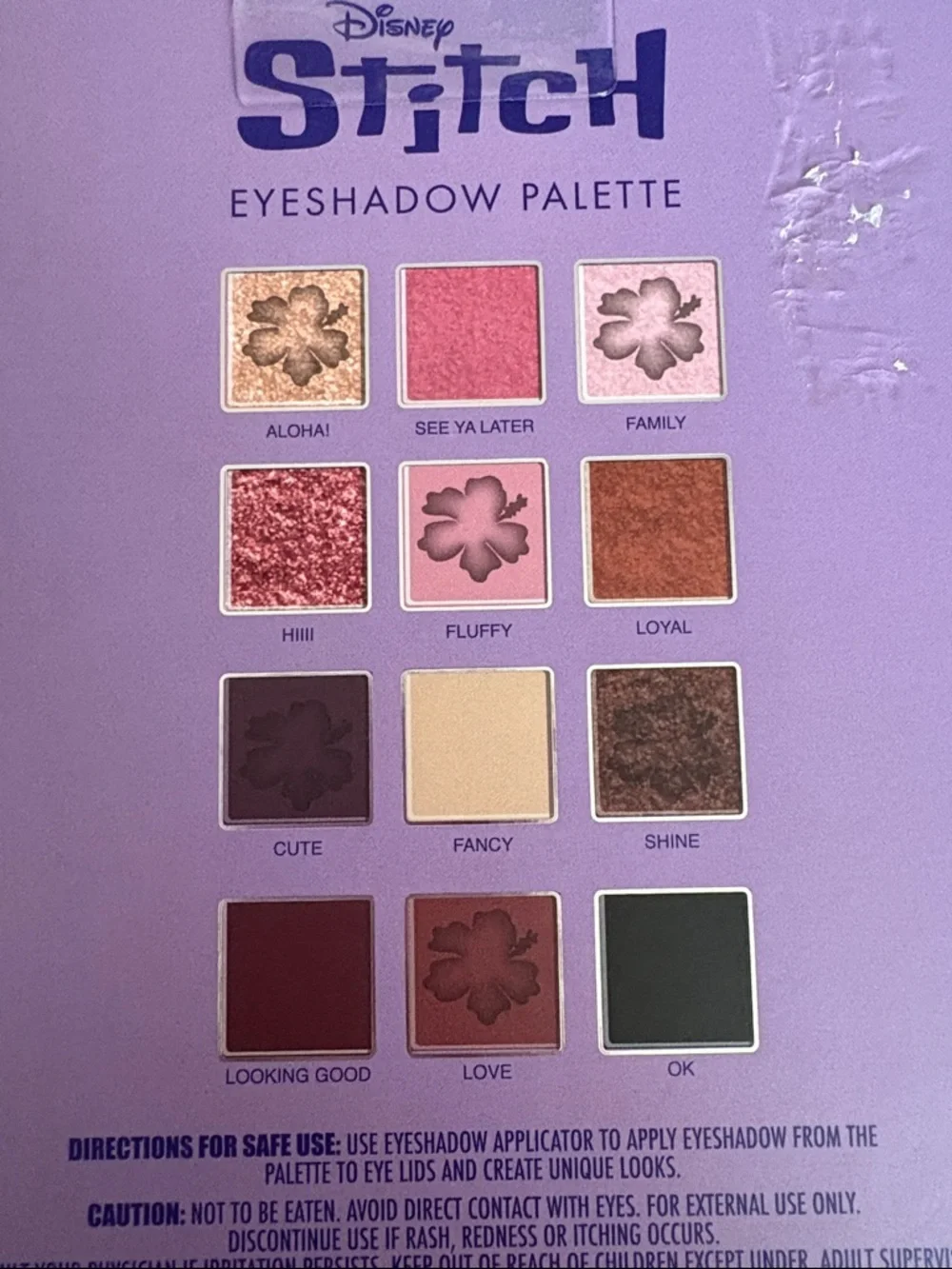 Disney Stitch Eyeshadow Palette - Blue & Purple Floral Design New